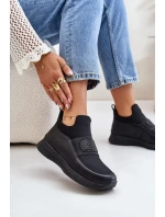 Sportovní boty na platformě kožené černé Artiker Sportovní boty na platformě kožené černé Artiker