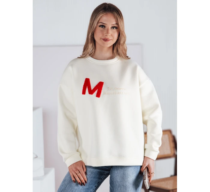 Dámská mikina oversize AVENUE ecru FashionStreet BY1353 Dámská mikina oversize AVENUE ecru FashionStreet BY1353