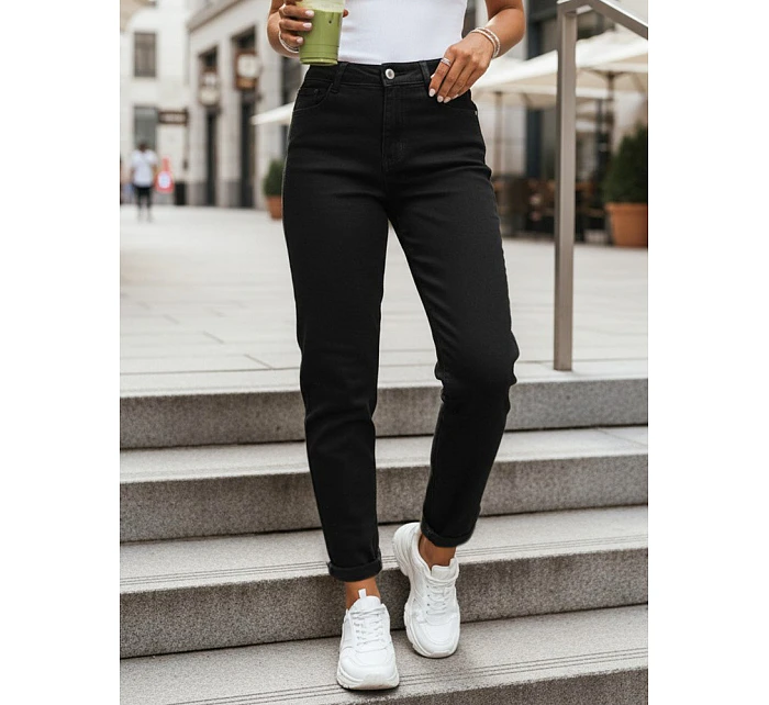 Jeansy damskie mom fit z wysokim stanem czarne model 22120944 - FashionStreet