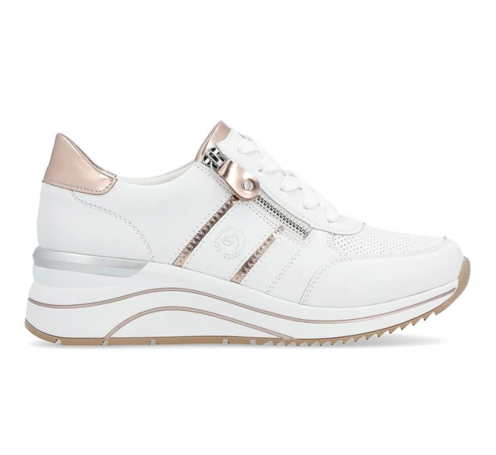 Dámské kožené tenisky na platformovém podpatku bílé Remonte Rieker D0T04-80