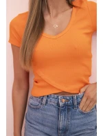 Dámská pruhovaná blůza s V výstřihem a krátkým rukávem model 21772770 - K-Fashion Dámská pruhovaná blůza s V výstřihem a krátkým rukávem model 21772770 - K-Fashion