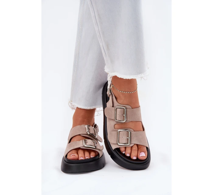 Semišové dámské sandály s přezkami Big Star model 21694384 světle růžové - Big Star Shoes