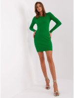 Zelené žebrované základní šaty ke kolenům