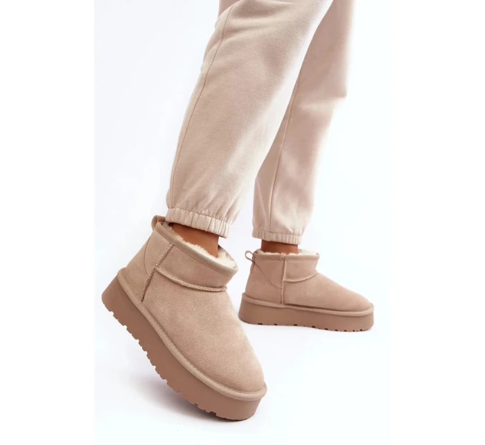 Módní semišové nízké sněhule Světle béžová Nucca