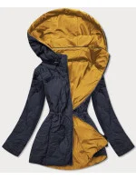 Tmavě modro-žlutá oboustranná dámská prošívaná bunda (MHM-W589) Tmavě modro-žlutá oboustranná dámská prošívaná bunda (MHM-W589)