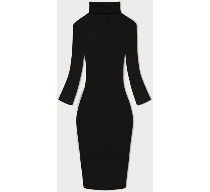 Černé vypasované žebrované šaty s rolákem Rue Paris (5133)