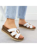 Dámské kožené žabky na platformě bílé model 21904783 - Remonte