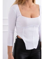 Halenka s žebrovaným výstřihem bílá