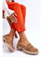 Elegantní mokasíny tmavě béžové semišové model 21613258 - Boto