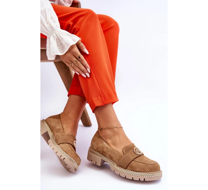 Elegantní mokasíny tmavě béžové semišové model 21613258 - Boto