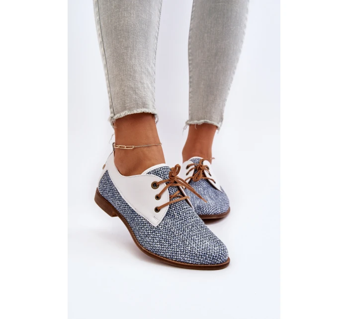 Dámské Kožené Polobotky Na Ploché Podrážce Maciejka 06461-17 Modré