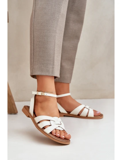 Kožené Dámské Sandály Na Plochém Podpatku Zazoo model 21682231 Ecru - Boto