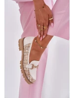 Dámské Kožené Mokasíny Se Zlatým Světle Béžové model 21697365 - Laura Messi