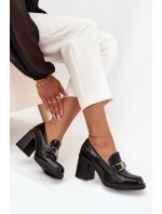 Dámské polobotky na podpatku se zlatým detailem černé model 21710793 - Boto