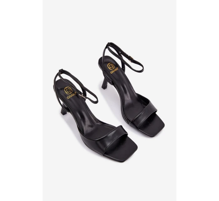 Dámské sandály na podpatku Eko kůže Černé Brisora Dámské sandály na podpatku Eko kůže Černé Brisora