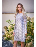 M406 krajkové šaty do áčka s dlouhými rukávy - šedé M406 krajkové šaty do áčka s dlouhými rukávy - šedé