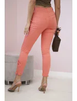 Kalhoty z barevného denimu s mašlí meruňková