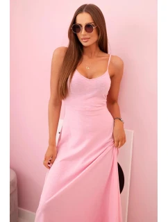 Dámské šaty na ramínka s rozšířeným spodkem světle růžová
