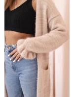 Dámský kardigan s vlnou v růžový model 21269992 - K-Fashion Dámský kardigan s vlnou v růžový model 21269992 - K-Fashion