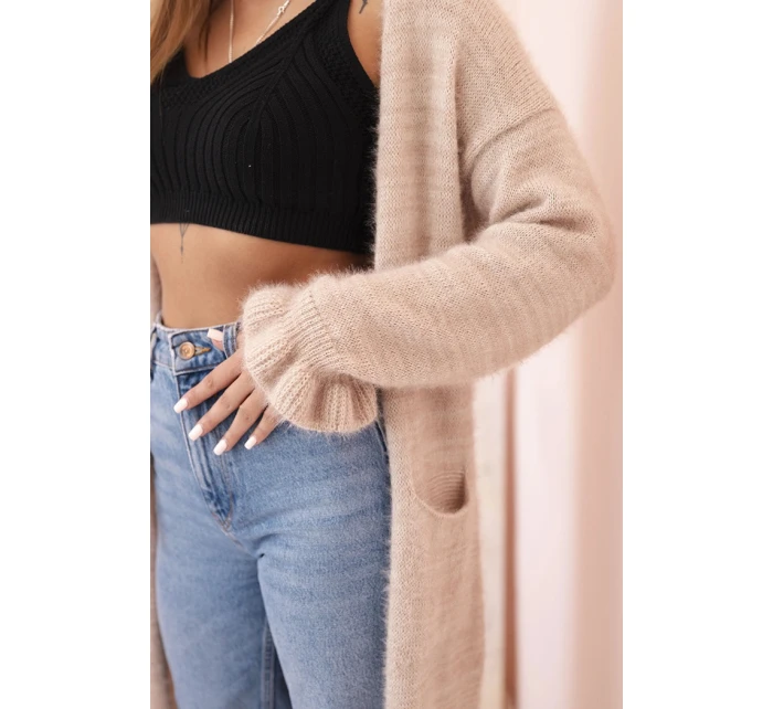 Dámský kardigan s vlnou v růžový model 21269992 - K-Fashion Dámský kardigan s vlnou v růžový model 21269992 - K-Fashion