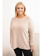 Dámský svetr plus size s lodičkovým výstřihem tmavě béžový