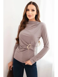 Dámská blůza z viskózy s nařasením a ozdobnou sponou fango