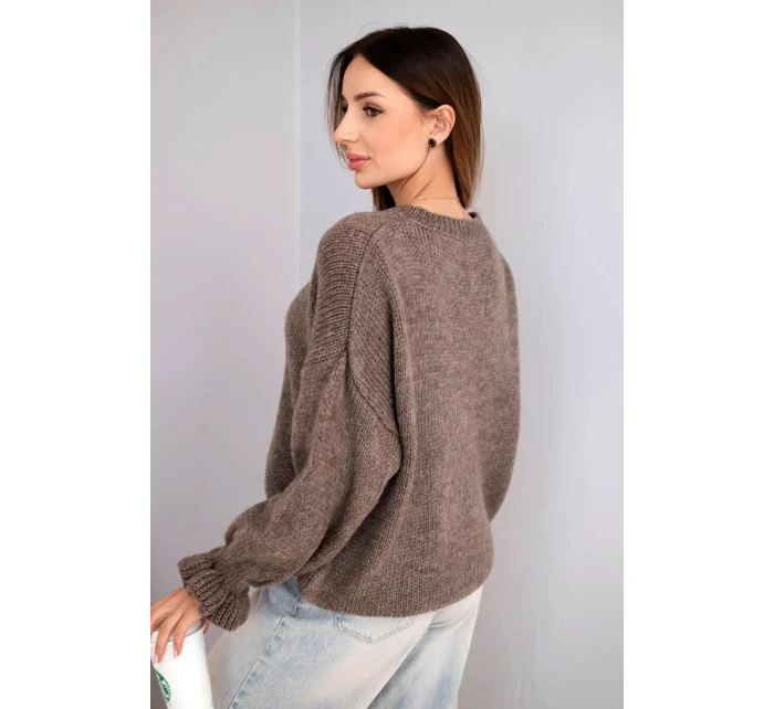 Dámský svetr s přídavkem mohairu a vlny v volném střihu fango