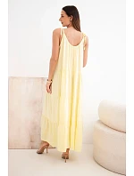 Dámské viskózové šaty na zavazovací ramínka žlutá