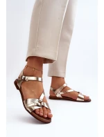 model 21647967 Dámské kožené sandály zlaté - Zazoo