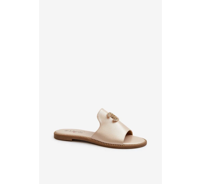 Elegantní Dámské Lesklé Sandály S Ozdobou S.Barski KV27-050 Zlaté