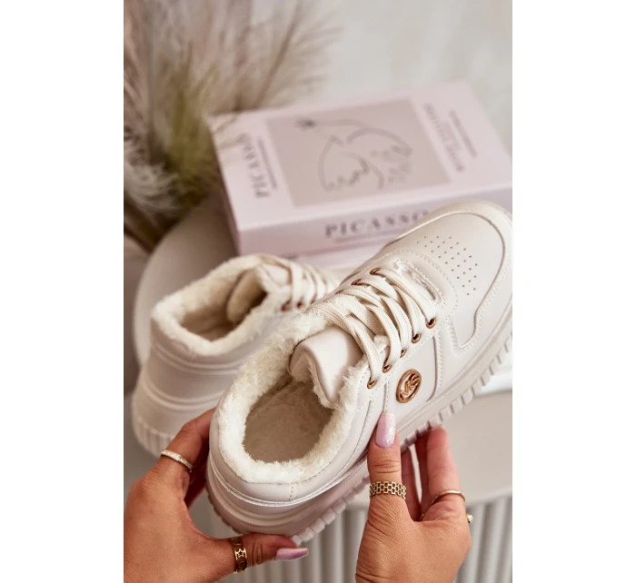 Sneakersy Sportovní Boty Dámské Zateplené Na Masivní Podešvi Béžové Verissha Sneakersy Sportovní Boty Dámské Zateplené Na Masivní Podešvi Béžové Verissha