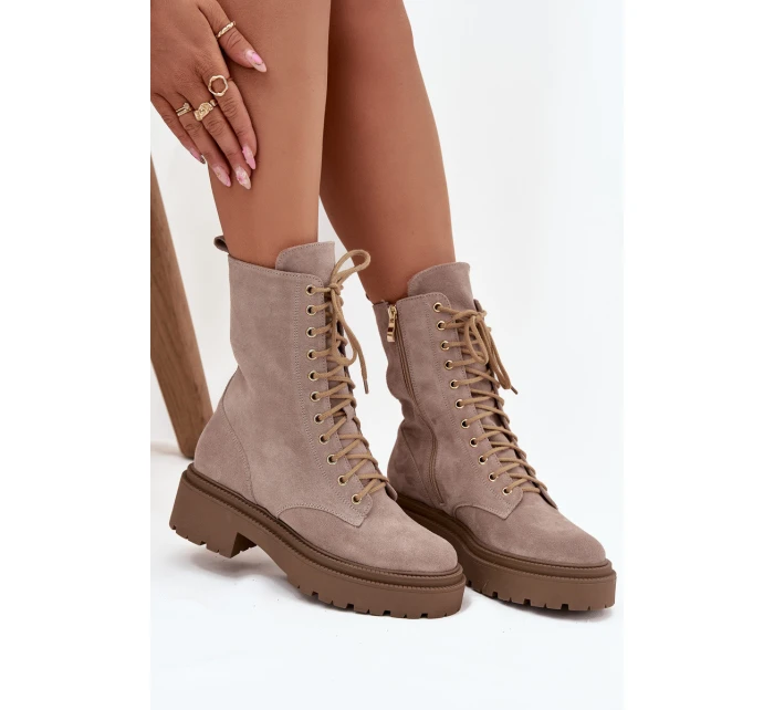 Dámské workery z pravé semišové kůže s vyhříváním Zazoo 4213 béžové