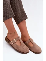 Dámské pantofle z imitace semiše tmavě béžové model 22125691 - Boto