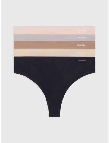 Dámská tanga 5Pack 000QD3556E NP1 vícebarevné - Calvin Klein