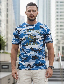 Tshirt męski z nadrukiem moro niebieski model 22223083 - FashionStreet
