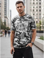 Tshirt męski moro z nadrukiem szary model 22217638 - FashionStreet