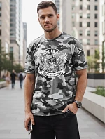 Pánské tričko s potiskem moro šedé FashionStreet NX2004R