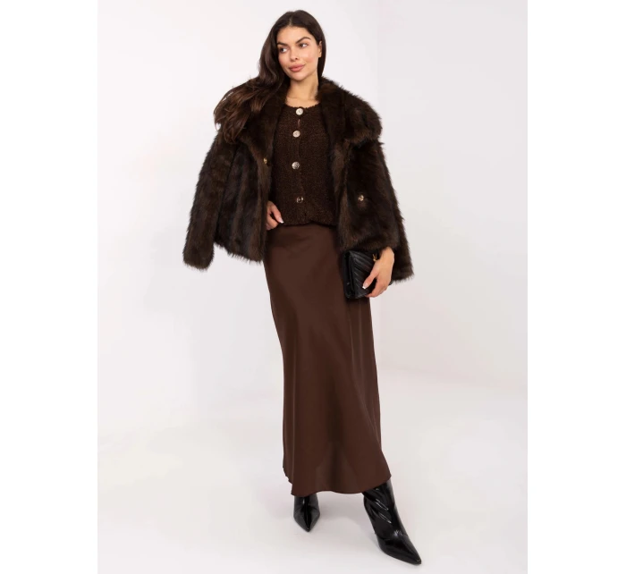 Hnědá saténová maxi sukně model 21756287 - Factory Price