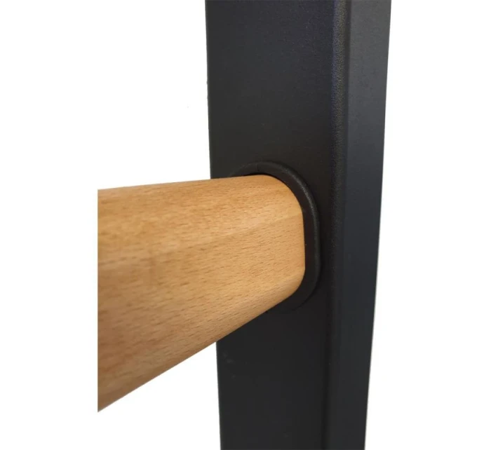 ROZKLÁDACÍ DŘEVĚNO-KOVOVÝ GYMNASTICKÝ ŽEBŘÍK S KOVOVOU HRAZDOU V DUBOVÉ LAVICI 511