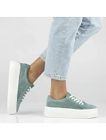 Dámské kožené polobotky ažurové zelené model 22116561 - FILIPPO