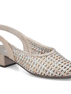 Dámské metalické béžové sandály Rieker 47078-90