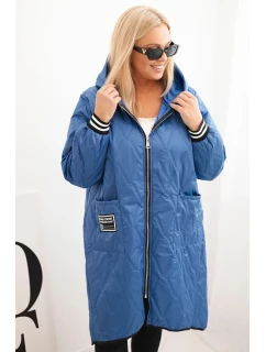 Dámská bunda Plus Size prošívaná s kapucí a manžetami světlá model 21439196 - K-Fashion