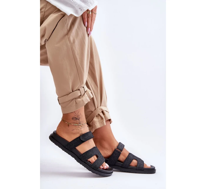 Dámské látkové sandály na zip černé model 21628607 - Boto Dámské látkové sandály na zip černé model 21628607 - Boto