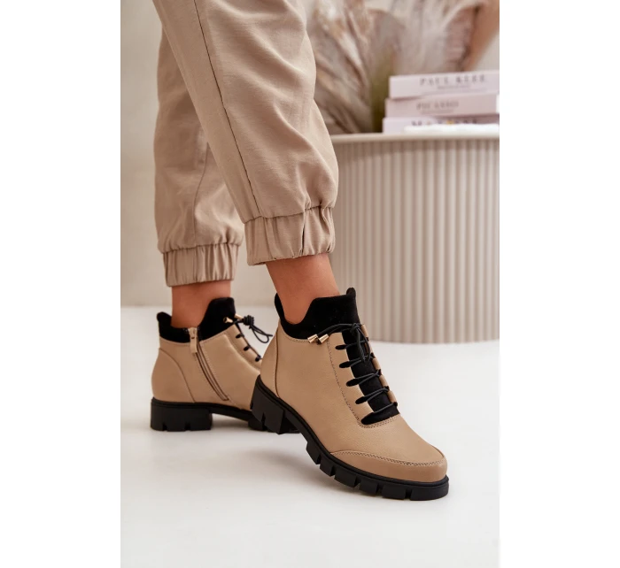 Nízké dámské boty z ekologické kůže béžové model 21668889 - Boto Nízké dámské boty z ekologické kůže béžové model 21668889 - Boto