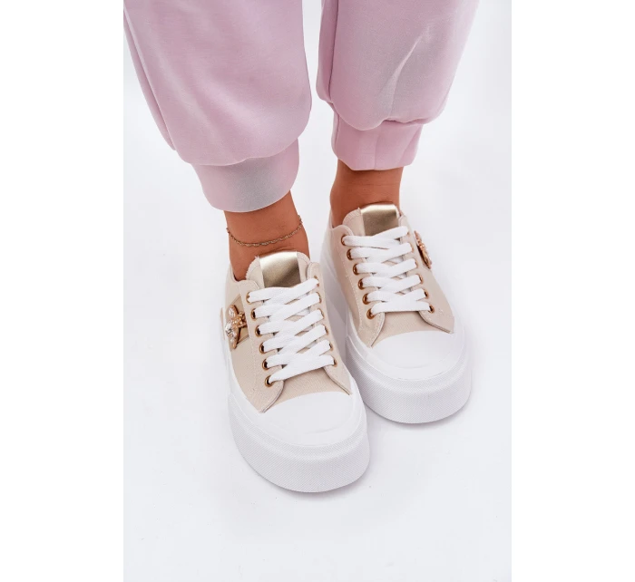 Dámské Tenisky Na Platformě S Dekorativním Detalem Béžové Annisae