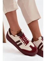 Kožené dámské tenisky na platformě Zazoo 3775 béžovo-bordó
