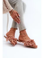 Dámské ploché pantofle s třásněmi, špinavě růžová Rialle