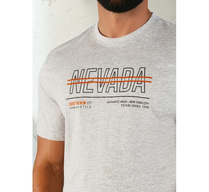 FashionStreet šedé pánské tričko s potiskem RX5436