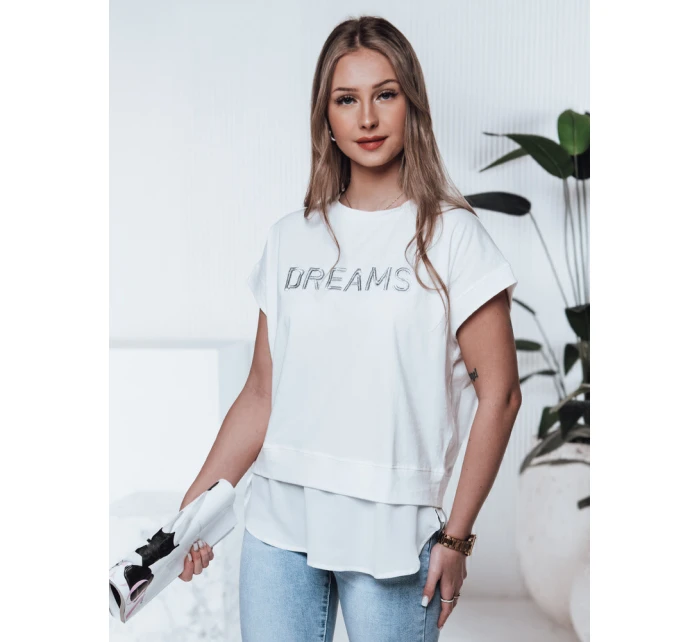 Dámské tričko DREAMY ecru FashionStreet RY2521 Dámské tričko DREAMY ecru FashionStreet RY2521