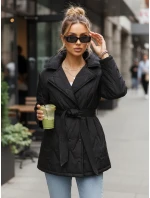 Dámská přechodná bunda s páskem černá FashionStreet TY5588 Dámská přechodná bunda s páskem černá FashionStreet TY5588